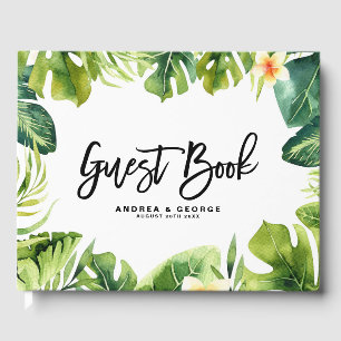 Tropische Vegetation und Plumeria Frame Wedding I Gästebuch