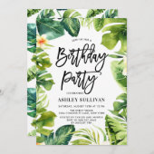 Tropische Vegetation und Plumeria Geburtstagsparty Einladung (Vorne/Hinten)