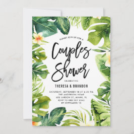 Tropische Vegetation und Plumeria Paare Dusche Einladung