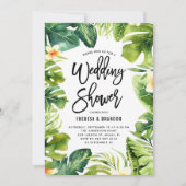 Tropische Vegetation und Polterabend Plumeria Einladung (Vorderseite)