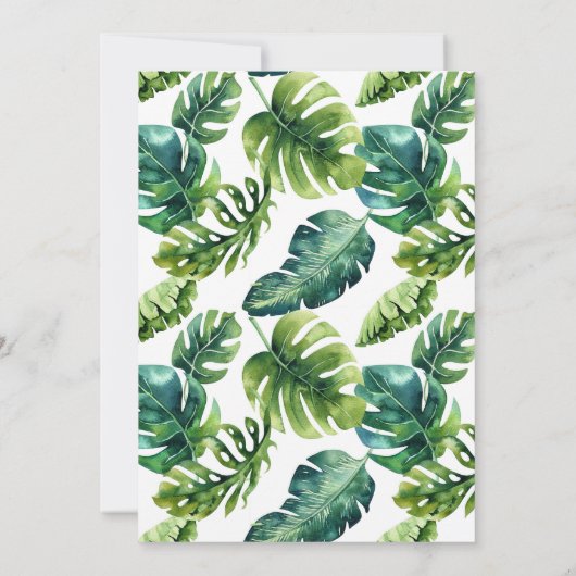 Tropische Vegetation und Polterabend Plumeria Einladung (Rückseite)