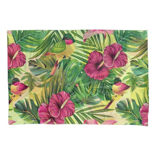 Tropische Vegetation und Sommer Florals Kissenbezug (Vorderseite)