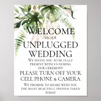 Tropische Vegetation Unplugged Wedding Zeremony 8x Poster