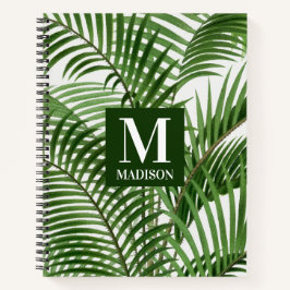 Tropische Vegetation Wasserfarbenpalme Mit Monogra Notizblock