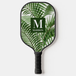 Tropische Vegetation Wasserfarbenpalme Mit Monogra Pickleball Schläger