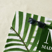 Tropische Vegetation Wasserfarbenpalme Mit Monogra Strandtuch (Beispiel)