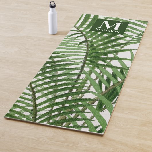 Tropische Vegetation Wasserfarbenpalme Mit Monogra Yogamatte (Beispiel)