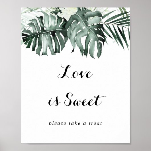 Tropische Vegetation Weiße Liebe ist süß Poster (Vorne)