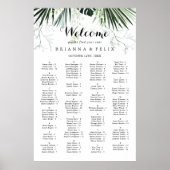 Tropische Vegetation Weißes Alphabetisches Seekart Poster (Vorne)