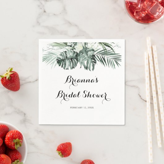 Tropische Vegetation Weißes Brautparty Serviette (Beispiel)