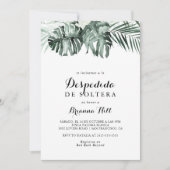 Tropische Vegetation Weißes Spanisches Brautparty Einladung (Vorderseite)