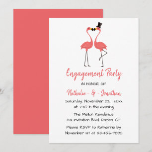 Tropische Verlobungsparty Rosa Flamingos Einladung