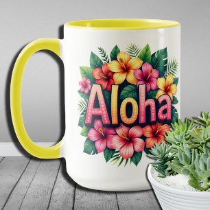Tropische Vibes Hawaiian Aloha-Blume Tasse