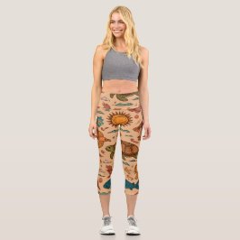 Tropische Vibes Hochgeschnittene Capri-Hosen Gesch Capri Leggings