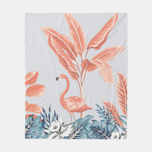 Tropische Vintage botanische Landschaft, rosa Palm Fleecedecke
