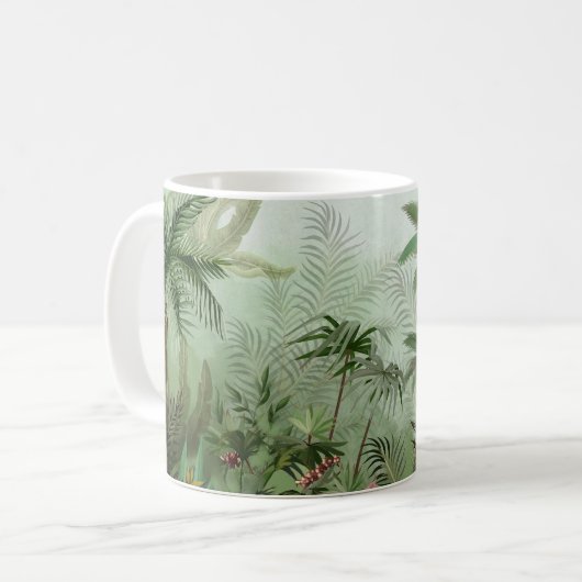 Tropische Vintage botanische Landschaftsdarstellun Kaffeetasse (Vorderseite Links)