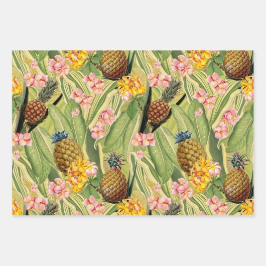 Tropische Vintage Dschungelmuster Geschenkpapier Set (Vorderseite 2)