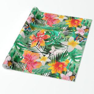 Tropische Vintage Exotic Dschungel Blume Blume Geschenkpapier