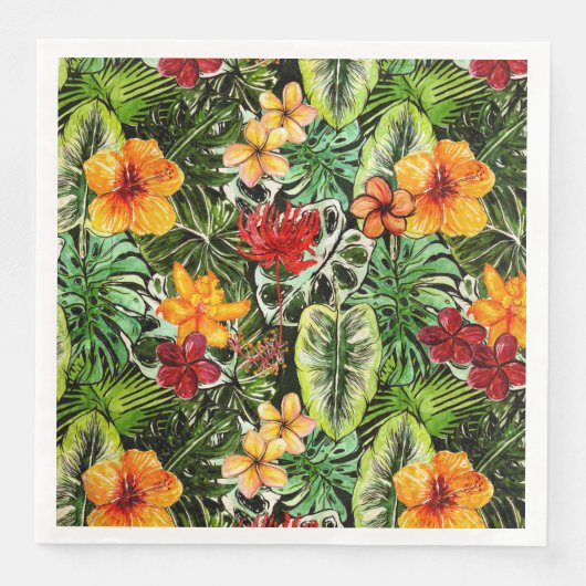 Tropische Vintage Exotic Dschungel Blume Blume Serviette (Vorderseite)