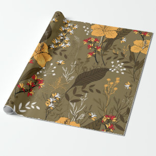Tropische Vintage nahtlose Blume und Blätter Geschenkpapier