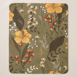 Tropische Vintage nahtlose Blume und Blätter Sherpadecke