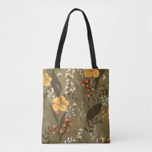 Tropische Vintage nahtlose Blume und Blätter Tasche