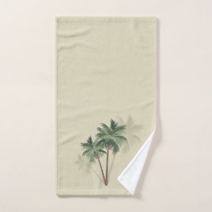 Tropische Vintage Palmen auf blassgrünen Pflanzen Handtuch