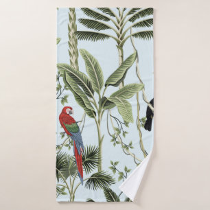 Tropische Vintage Palmen, Limane, Arschpapagei,  Badehandtuch