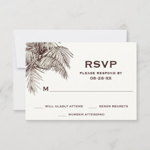 Tropische Vintage-Palmen Strandhochzeit RSVP Karte