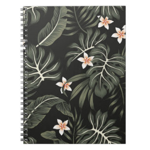 Tropische Vintage Plumeria Blume, Strelitzia, Palm Notizblock