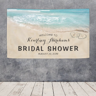Tropische Vintage-Strand-Herz-Ufer-Brautparty Banner