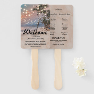 Tropische Vintage-Strandlichter Hochzeitsprogramm Fächer