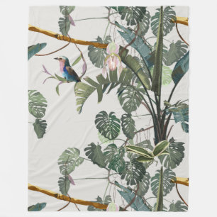 Tropische Vintage tropische Landschaft, Vogel. Fleecedecke