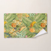 Tropische Vintage Vögel im Dschungelparadies gelb Badhandtuch Set (Handtuch)