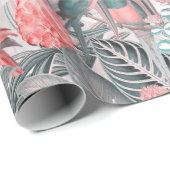 Tropische Vintage Vögel im Dschungelparadies rosa Geschenkpapier (Rolleneckpunkt)