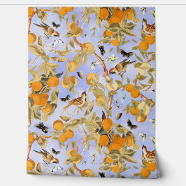 Tropische Vintage Vögel im Obstgarten Chinoiserie Tapete