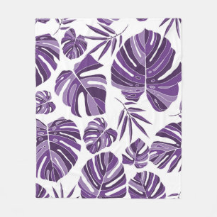 Tropische violette Monstera-Blätter nahtlos Muster Fleecedecke