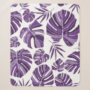Tropische violette Monstera-Blätter nahtlos Muster Sherpadecke