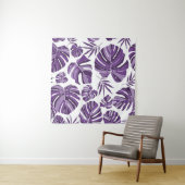 Tropische violette Monstera-Blätter nahtlos Muster Wandteppich (Beispiel)