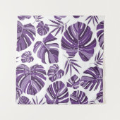 Tropische violette Monstera-Blätter nahtlos Muster Wandteppich (Vorderseite)