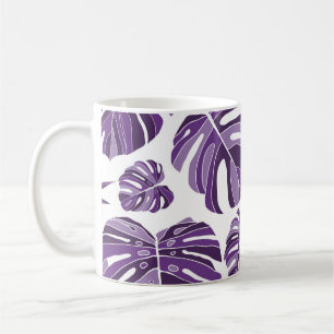Tropische violette Monstera-Blätter nahtloses Must Kaffeetasse