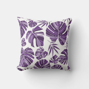 Tropische violette Monstera-Blätter nahtloses Must Kissen