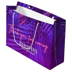 Tropische violette Palmwedel große Geschenktasche Geschenktüte