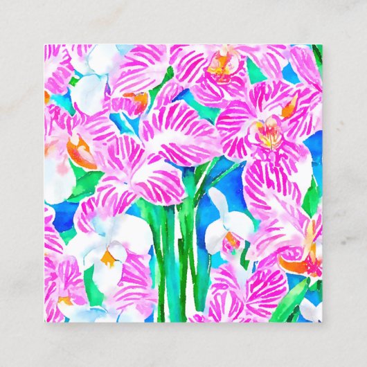 Tropische Visitenkarte, Monogramm-Aufkleber Quadratische Visitenkarte (Rückseite)