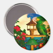 Tropische Vögel 1 "Papageien" Magnet (Vorderseite/Rückseite)