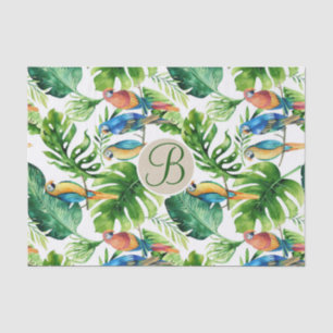 Tropische Vögel Blätter Chic Monogramm Buchstabe I Seidenpapier