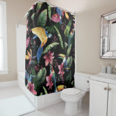 Tropische Vögel, Blume: Aquarellmuster. Duschvorhang (Beispiel)