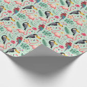 Tropische Vögel, Blume, Aquarellmuster. Geschenkpapier (Ecke)