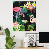 Tropische Vögel Blume Flamingo Wasserwelt Landscha Poster (Heimbüro)
