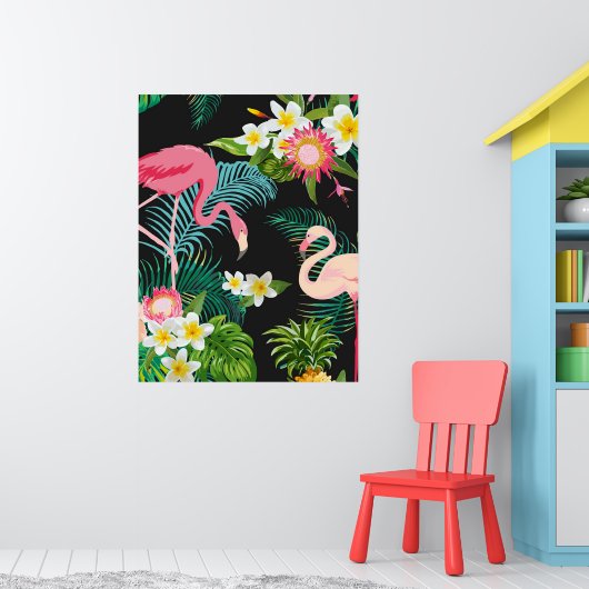 Tropische Vögel Blume Flamingo Wasserwelt Landscha Poster (Kinderzimmer 1)